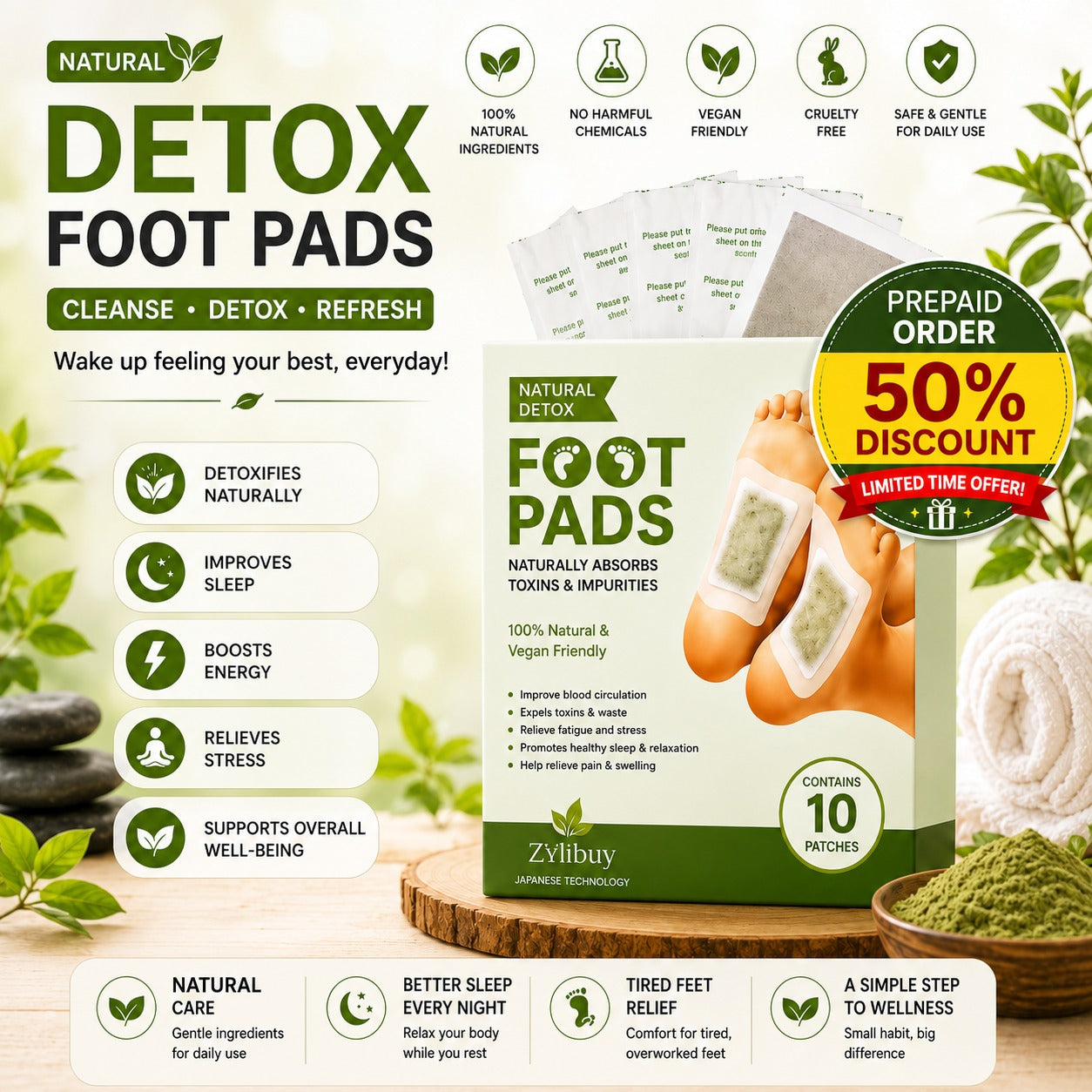 Overnight Comfort™ Foot Patches | Buy 1 Get 1 Free