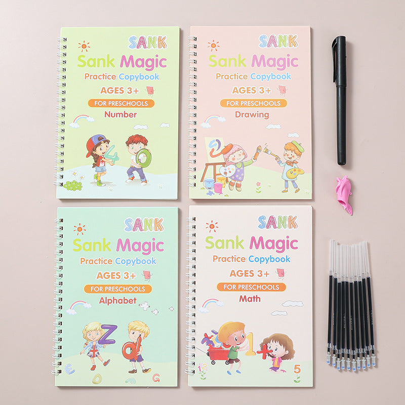 Sank magic practice copybook (4 book + 10 Refill+ 1 pen + 1 gripper)