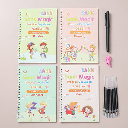 Sank magic practice copybook (4 book + 10 Refill+ 1 pen + 1 gripper)