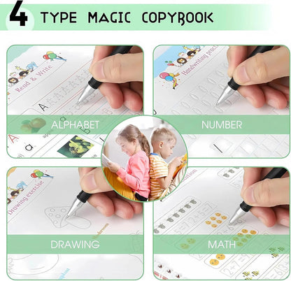 Sank magic practice copybook (4 book + 10 Refill+ 1 pen + 1 gripper)