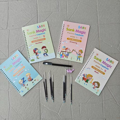Sank magic practice copybook (4 book + 10 Refill+ 1 pen + 1 gripper)